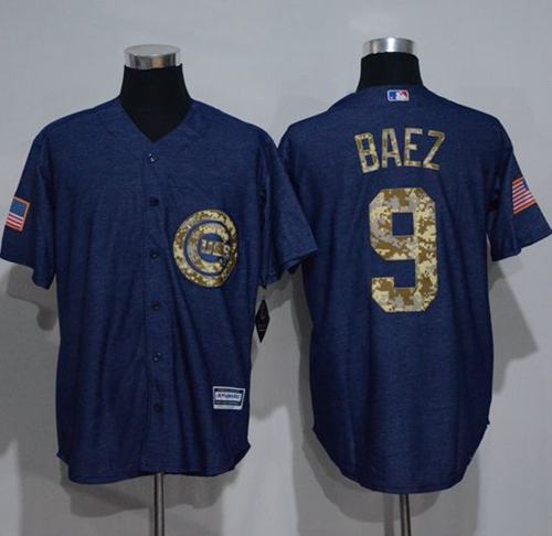 Cubs #9 Javier Baez Denim Blue Salute to Service Stitched MLB Jersey - Click Image to Close